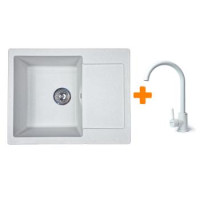 Adamant Набор кухонный Minimal, искуственный камень, прямоуг., с крылом, 615х495х200мм, чаша - 1, врезная, Avena + смеситель