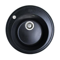 Adamant Мойка кухонная Sun, искуственный камень, круглая, без крыла, 510x200мм, чаша - 1, врезная, черный