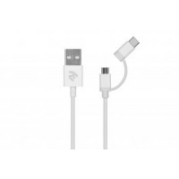 2E Кабель USB 2.0 - MicroUSB + Type C[2E-CCMTAB-WT]