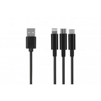 2E Кабель USB 3 in 1 Micro/Lightning/Type C,[2E-CCMTLAB-BL]
