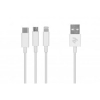 2E Кабель USB 3 in 1 Micro/Lightning/Type C,[2E-CCMTLAB-WT]