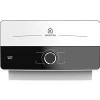 Ariston electric water heater, instantaneous AURES SM 7.7, 4.4 l/min, 7.7 kW, horizontal installation, mechanical control, A, Vietnam, white and black