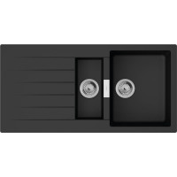 Hansgrohe Мойка кухонная S52, гранит, прямоуг., с крылом, 980х480х190мм, чаша- 1.5, накладная, S520-F530, черный графит