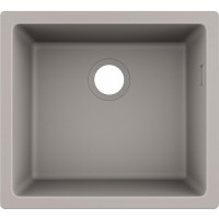 Hansgrohe Мойка кухонная S51, гранит, квадрат, без крыла, 500х450х190мм, чаша- 1, встраиваемая, S510-U450, серый бетон