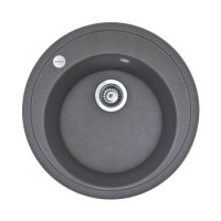 Adamant Мойка кухонная Sun, искуственный камень, круглая, без крыла, 510x200мм, чаша - 1, врезная, серый