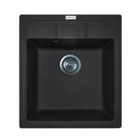 Adamant Мойка кухонная Brick, искуственный камень, квадрат, без крыла, 460x515x200мм, чаша - 1, врезная, черный