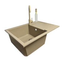 Adamant Набор кухонный Horizon Medium, искуственный камень, прямоуг., с крылом, 700х500х230мм, чаша - 1, врезная, Сахара + смеситель и дозатор