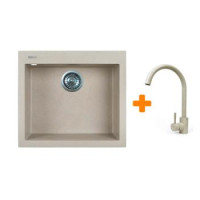 Adamant Набор кухонный Univer, искуственный камень, квадрат, без крыла, 560х500х200мм, чаша - 1, врезная, Avena + смеситель