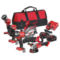 Milwaukee Набор из шести аккумуляторных инструментов M18 акб М18 ЗУ M12-18FC TURBO сумка