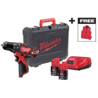 Milwaukee Шуруповерт-дрель аккумуляторная M12 BPD-202C 12В 2х2А·час 30Нм 0·1500об·мин ЗП C12C жилет кейс 1.2кг