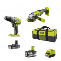 Ryobi Набор инструментов ONE+ R18DDAG-252S: шуруповерт R18DD3, УШМ R18AG