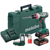 Metabo BS18Quick аккумуляторный, 18V 2x2Ah, з/у,кофр, угл.насадка,набор SP(9 шт)