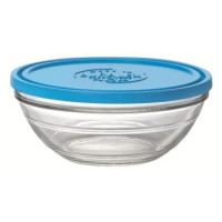 Duralex Контейнер Rond (Lys Carre) кругл. с синей крышкой, 12 см, 310 мл