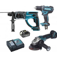 Makita Набір інструментів LXT: шуруповерт DDF482, перфоратор DHR202, КШМ DGA504, 1х3 Аг, з/п DC18RC