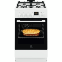 Electrolux Плита комбинированная, 57л, 50x60см, дисплей, конвекция, чугун, белый