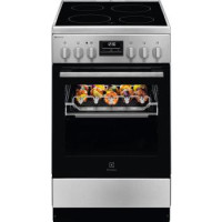 Electrolux Плита электрическая стеклокерамическая, 57л, 50x60см, дисплей, конвекция, противень для барбекю, нерж