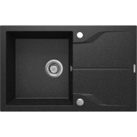 Deante Мойка кухонная Andante, гранит, прямоуг., с крылом, 780х490х194мм, чаша - 1, накладная, графит