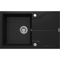 Deante Мойка кухонная Andante, гранит, прямоуг., с крылом, 780х490х194мм, чаша - 1, накладная, черный