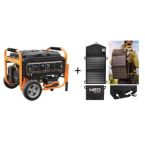 Neo Tools Генератор бензиновий 230В (1 фаза), 2.8/3кВт, електростартер, AVR, 45кг + Портативний зарядний пристрій сонячна панель 90-140