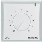 DEVI Терморегулятор DEVIreg 130, (+5+45С), механический, датчик на проводе 3м, 82 х 82мм, макс. 16A, белый