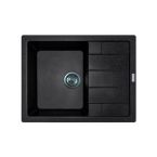Adamant Мойка кухонная Anila, искуственный камень, прямоуг., с крылом, 645х495х200мм, чаша - 1, врезная, черный