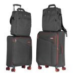 2E Набір валіз 2E, Trek, (M+S), TSA, 4 колеса, + 2 рюкзаки Cabin (2E-BPET-CABIN-BK), поліестр, сірий