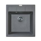 Adamant Мойка кухонная Brick, искуственный камень, квадрат, без крыла, 460x515x200мм, чаша - 1, врезная, серый