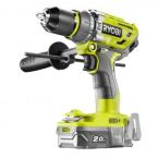 Ryobi Шуруповерт-дрель ONE+ R18PD7-220B, 18В, ударный, бесщеточный, 85Нм, 2х2.0Ач