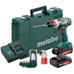 Metabo BS18Quick аккумуляторный, 18V 2x2Ah, з/у,кофр, угл.насадка,набор SP(9 шт)