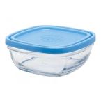 Duralex Контейнер Lys Carre квадр. с синей крышкой, 17 см, 1150 мл