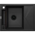 Deante Мойка кухонная Magnetic, гранит, прямоуг., с крылом, 640х500х219мм, чаша - 1, врезная, металлический графит