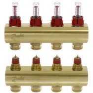 Danfoss Коллектор FHF 4+4 с ротаметрами, латунь