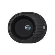 Adamant Мойка кухонная Ovum, искуственный камень, овальная, с крылом, 615х495х200мм, чаша - 1, врезная, черный