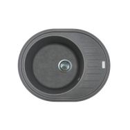 Adamant Мойка кухонная Ovum, искуственный камень, овальная, с крылом, 615х495х200мм, чаша - 1, врезная, серый