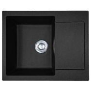Adamant Мойка кухонная Minimal, искуственный камень, прямоуг., с крылом, 615х495х200мм, чаша - 1, врезная, черный