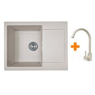 Adamant Набор кухонный Minimal, искуственный камень, прямоуг., с крылом, 615х495х200мм, чаша - 1, врезная, Avena + смеситель