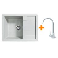 Adamant Набор кухонный Anila, искуственный камень, прямоуг., с крылом, 645х495х200мм, чаша - 1, врезная, Old stone + смеситель