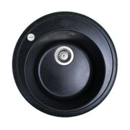 Adamant Мойка кухонная Sun, искуственный камень, круглая, без крыла, 510x200мм, чаша - 1, врезная, черный