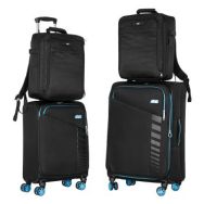 2E Набір валіз 2E, Trek, (M+S), TSA, 4 колеса, + 2 рюкзаки Cabin (2E-BPET-CABIN-BK), поліестр, чорний