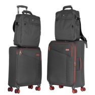 2E Набір валіз 2E, Trek, (M+S), TSA, 4 колеса, + 2 рюкзаки Cabin (2E-BPET-CABIN-BK), поліестр, сірий