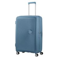 American Tourister Валіза American Tourister, Soundbox, поліпропілен, велика, 77см, 97/110л, TSA, 4 колеса, EXP, сіро-синій