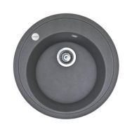 Adamant Мойка кухонная Sun, искуственный камень, круглая, без крыла, 510x200мм, чаша - 1, врезная, серый