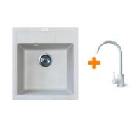 Adamant Набор кухонная Brick, искуственный камень, квадрат, без крыла, 460x515x200мм, чаша - 1, врезная, Old stone + смеситель