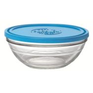 Duralex Контейнер Lys Carre кругл. с синей крышкой, 23 см, 2400 мл