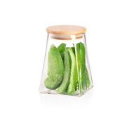 ARDESTO Банка для хранения Midori, 740мл, стекло, бамбук, конусная, прозрачный